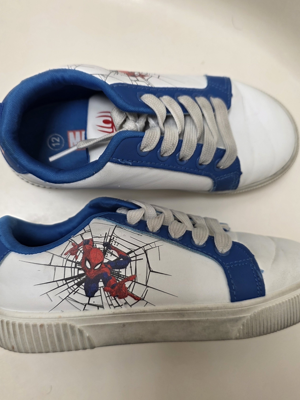 Marvel Spider-Man Kids White and Blue Sneakers 12